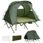 Tangkula 2-Person Tent Cot 4-in-1 Folding Tent with Waterproof Rainfly Self-Inflating Mattress & Roller Carrying Bag Portable Off Ground Elevated with Shoe Storage Pocket & Lamp Hook (Green) Kia Day Design