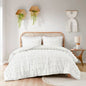 King/Cal King 3-Piece Ivory Pompom Microfiber Comforter Set - - Bedroom > Comforters and Sets
