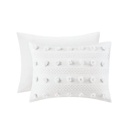 King/Cal King 3-Piece Ivory Pompom Microfiber Comforter Set - - Bedroom > Comforters and Sets