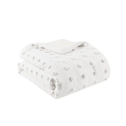 King/Cal King 3-Piece Ivory Pompom Microfiber Comforter Set - - Bedroom > Comforters and Sets