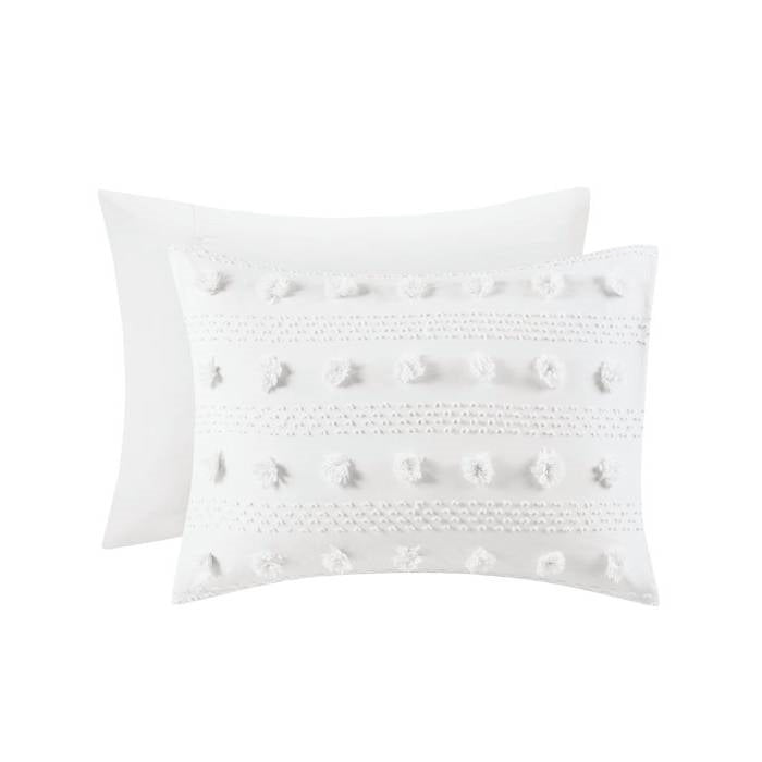 Full/Queen 3-Piece Ivory Pompom Microfiber Comforter Set - - Bedroom > Comforters and Sets