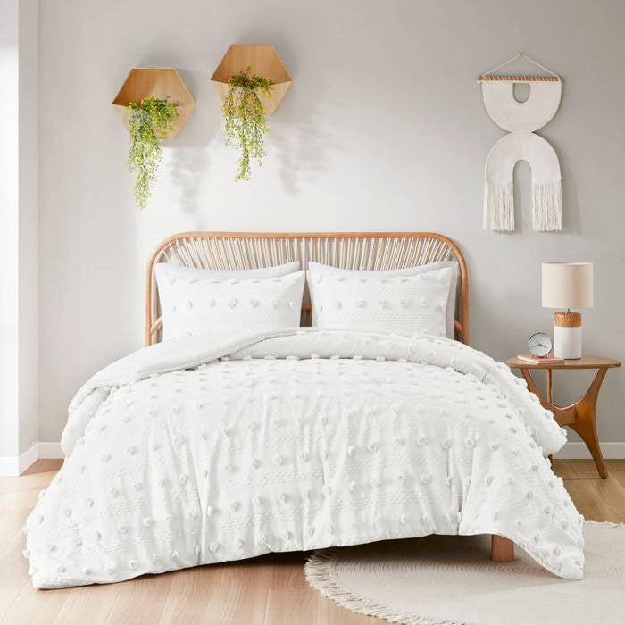 Twin/Twin XL 2-Piece Ivory Pompom Microfiber Comforter Set - - Bedroom > Comforters and Sets