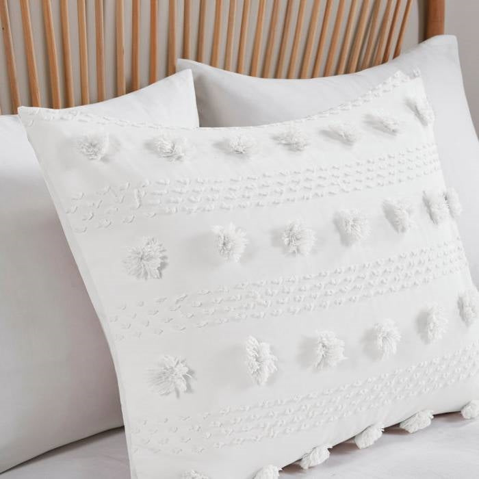 Twin/Twin XL 2-Piece Ivory Pompom Microfiber Comforter Set - - Bedroom > Comforters and Sets