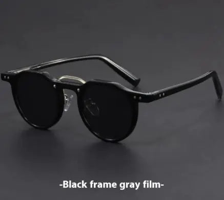 Vintage Round Sunglasses - Black frame gray piece - sunglasses