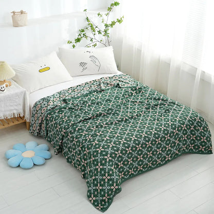 Bamboo Fiber Summer Blanket with Floral Design Kia Day Design