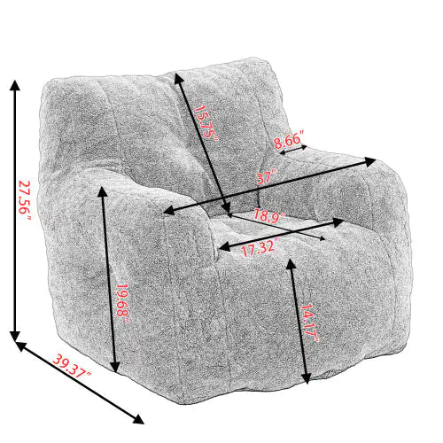 Soft Teddy Tufted Foam Bean Bag Chair - - chair