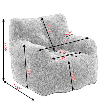 Soft Teddy Tufted Foam Bean Bag Chair - - chair