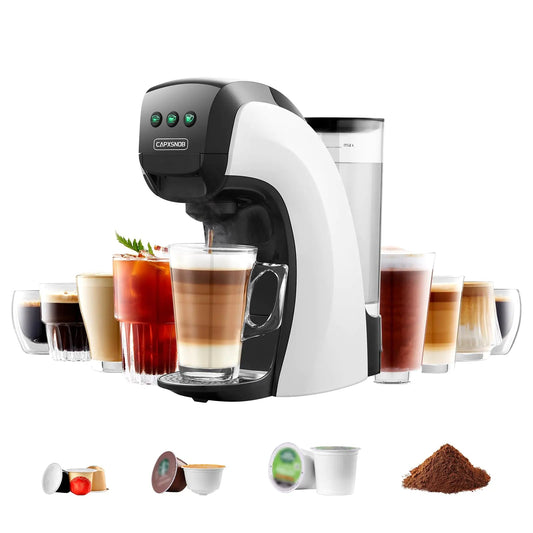 Warriors1 Coffee Maker for Keurig K Cup Espresso Machine for Nespresso Original Dolce Gusto Coffee Pods Ground Coffee Cappuccino & Latte Coffee Machine Programmable 20 Bar 28 oz Reservoir Kia Day Design