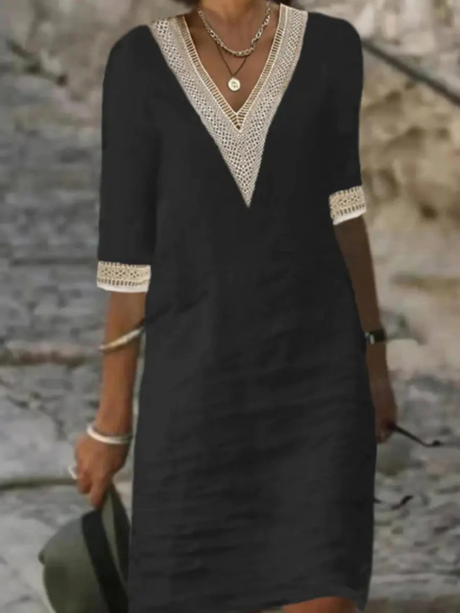 Womens Casual Loose Dress - Black - dress