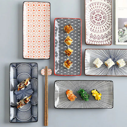 Nordic Japanese Underglaze Ceramic Small Fish Plate - - plates