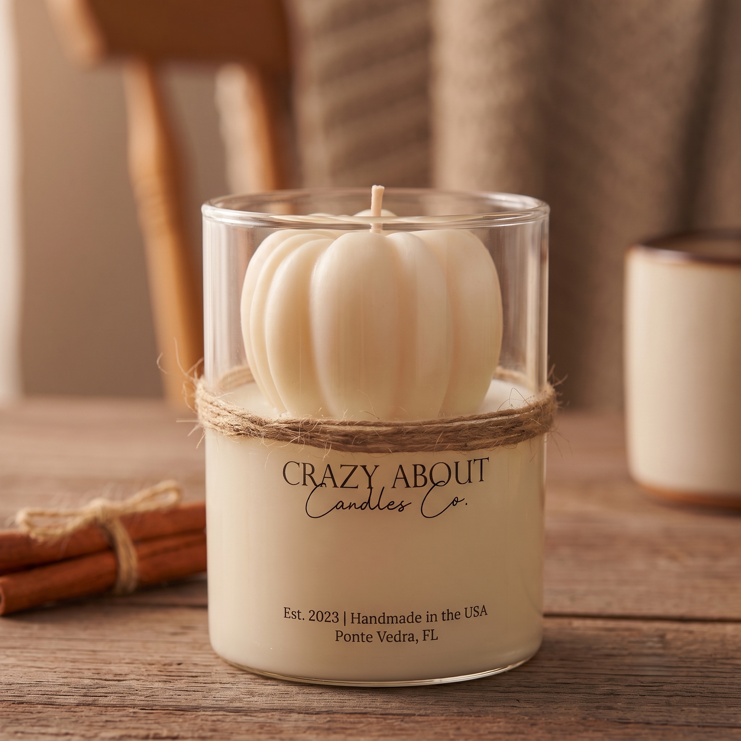 Pumpkin Candle in Glass Jar | Handcrafted Soy Wax - - candles