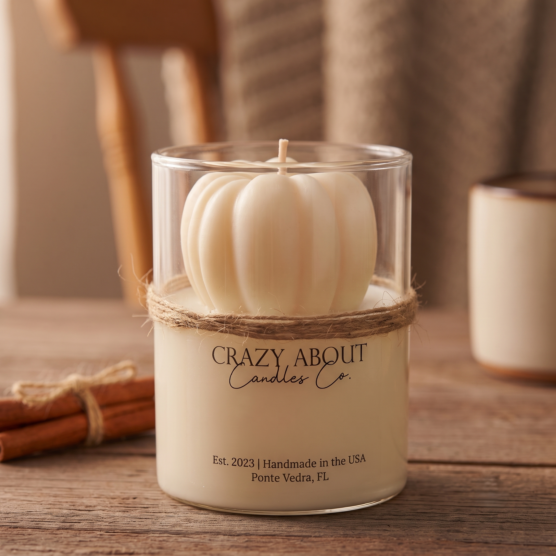 Pumpkin Candle in Glass Jar | Handcrafted Soy Wax - - candles
