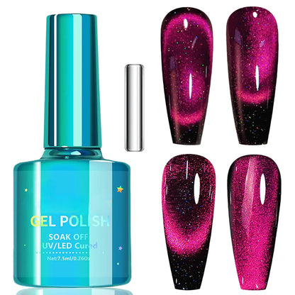 KAHSOSE Hot Pink Cat Eye Gel Nail Polish with Magnet - - gel polish