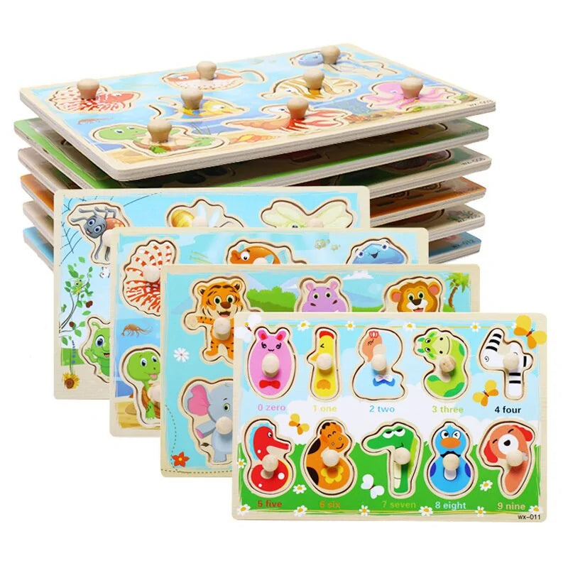 Baby Montessori Toys Wooden Puzzle Board