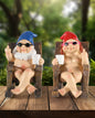 iStatue Funny Gnomes in Rocking Chair - 2 Pack Resin Middle Finger Decor Collectible Naked Gnome Figurines - Naughty Gifts for Garden Home and Office Kia Day Design