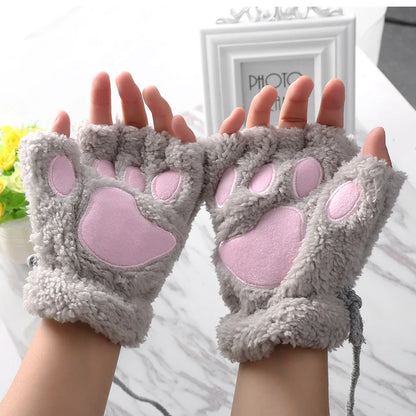 Fluffy Cat Paw Gloves