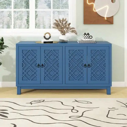 Blue 4-door Cabinet with Pull-tab Handle - Kia Day Design