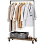 Rustic Industrial Laundry Pipe Garment Rack Lockable Wheels - - Bedroom > Wardrobe & Armoire
