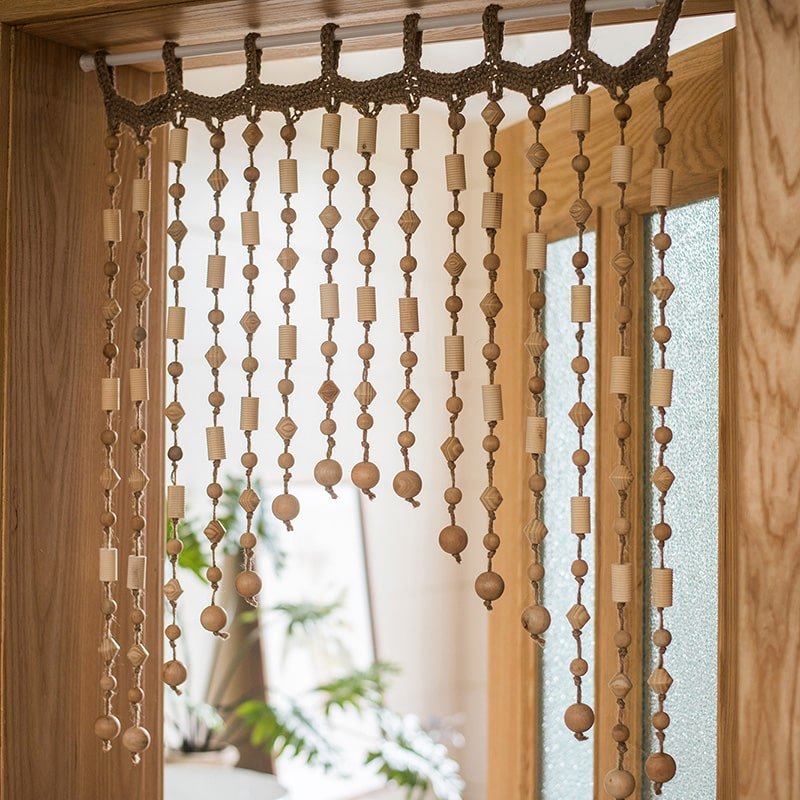 Wood Beaded Door Curtain - -
