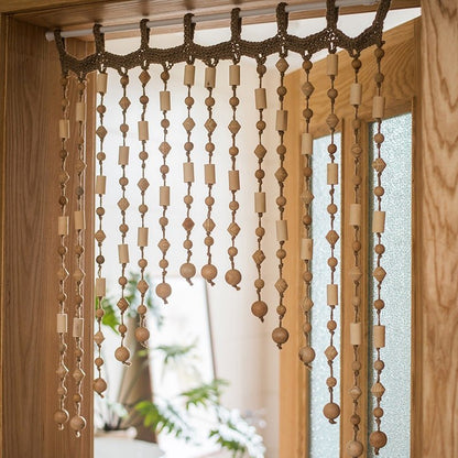 Wood Beaded Door Curtain - -
