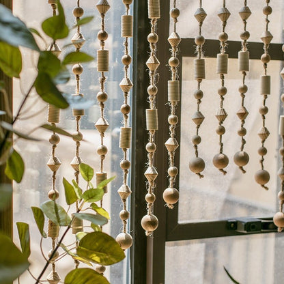 Wood Beaded Door Curtain - -