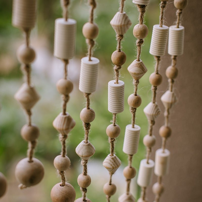 Wood Beaded Door Curtain - -