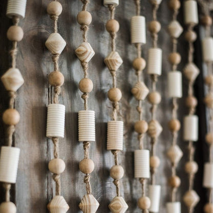 Wood Beaded Door Curtain - -