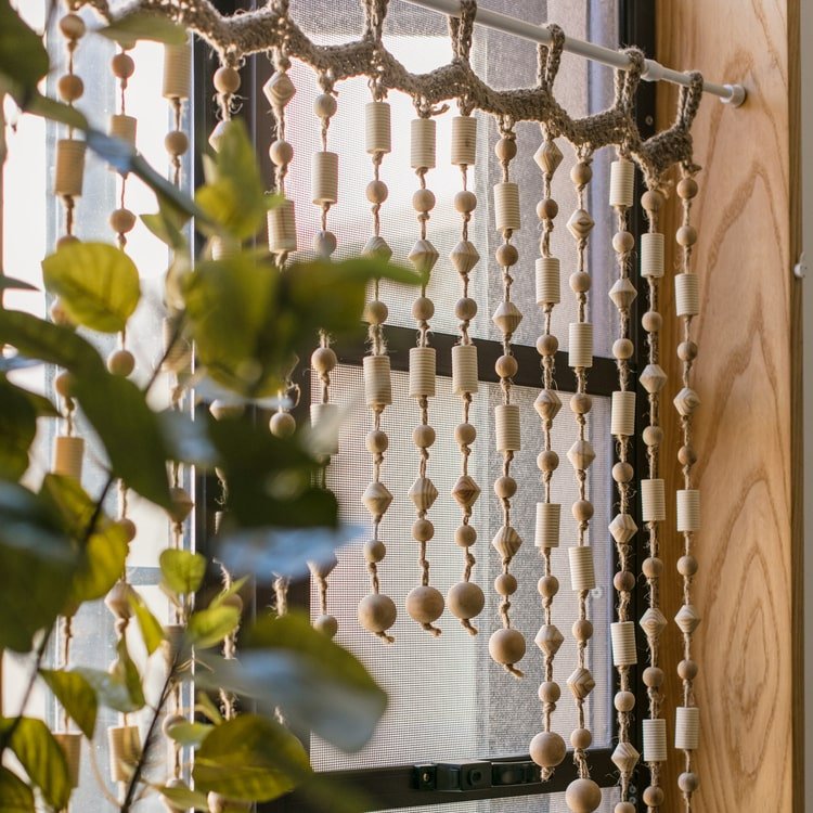 Wood Beaded Door Curtain - -