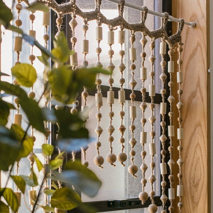 Wood Beaded Door Curtain - -