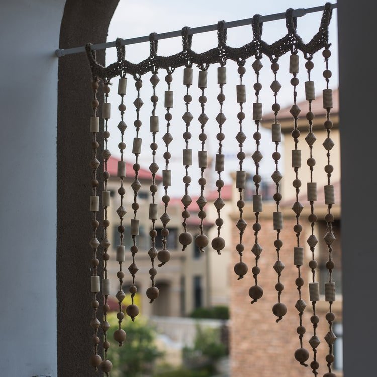Wood Beaded Door Curtain - -