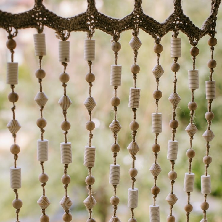 Wood Beaded Door Curtain - -