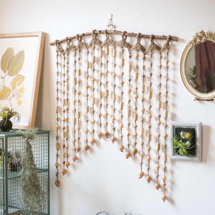 Wood Beaded Door Curtain - -