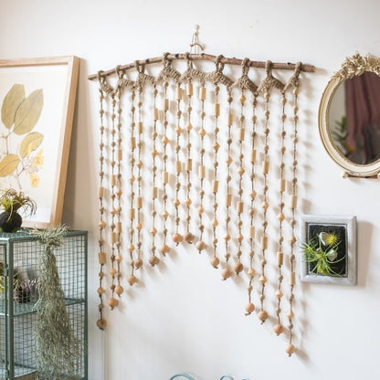 Wood Beaded Door Curtain - -