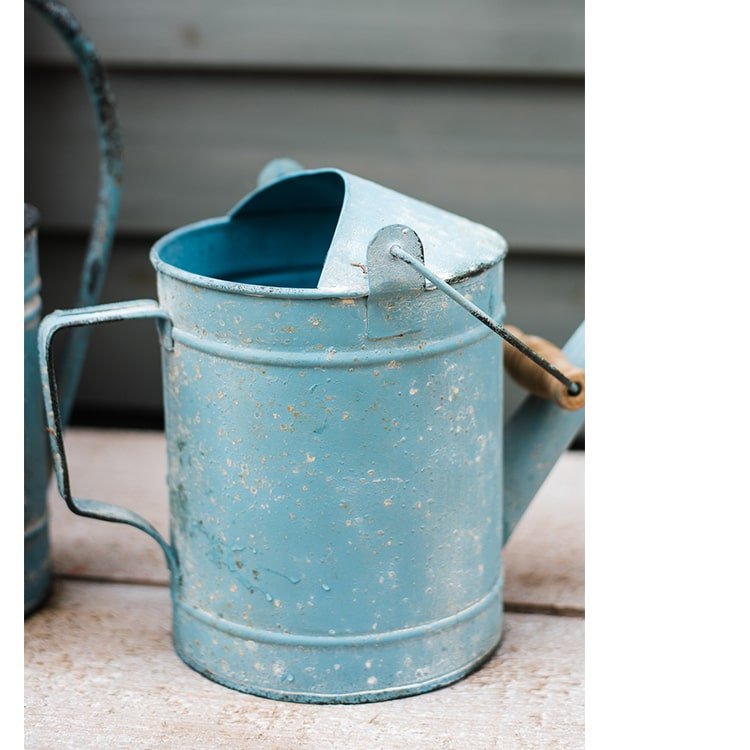 Blue Metal Rustic Watering Can - -