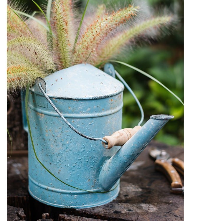 Blue Metal Rustic Watering Can - -