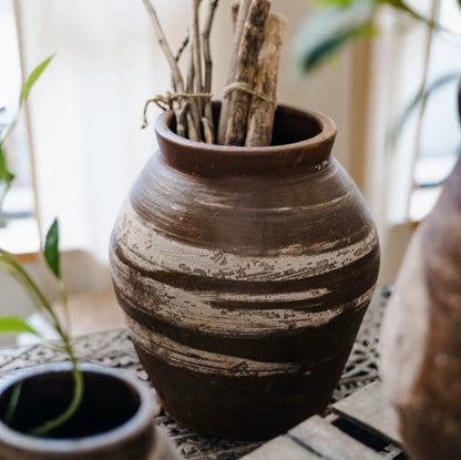 Restoration Brown Clay Pot - -