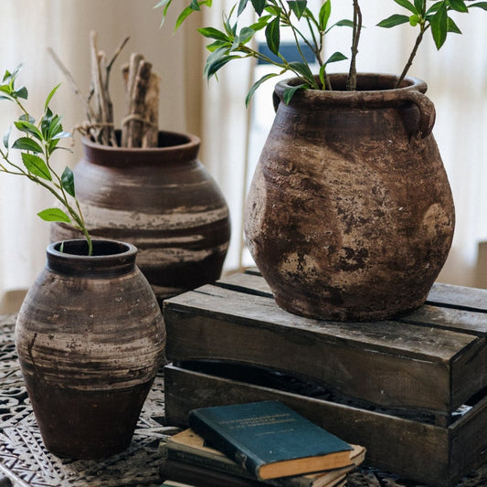 Restoration Brown Clay Pot - -
