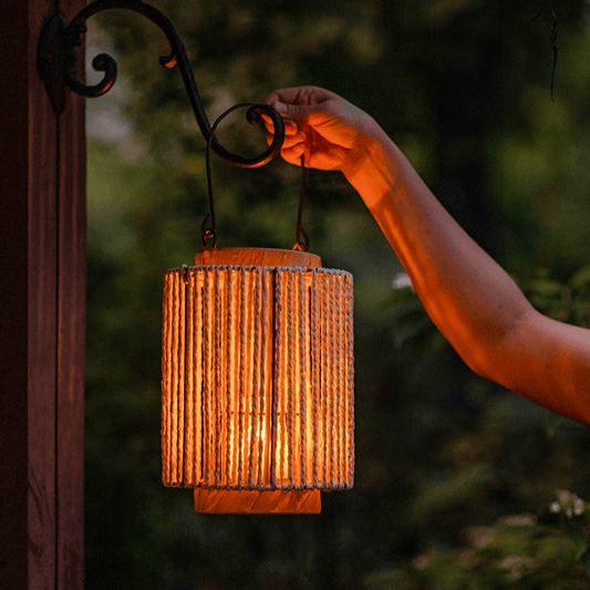 Portable Lantern Candle Holder Rope Paper Lantern - - candle holder