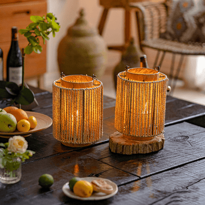 Portable Lantern Candle Holder Rope Paper Lantern - -