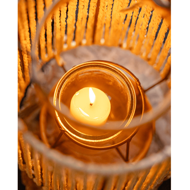Portable Lantern Candle Holder Rope Paper Lantern - -