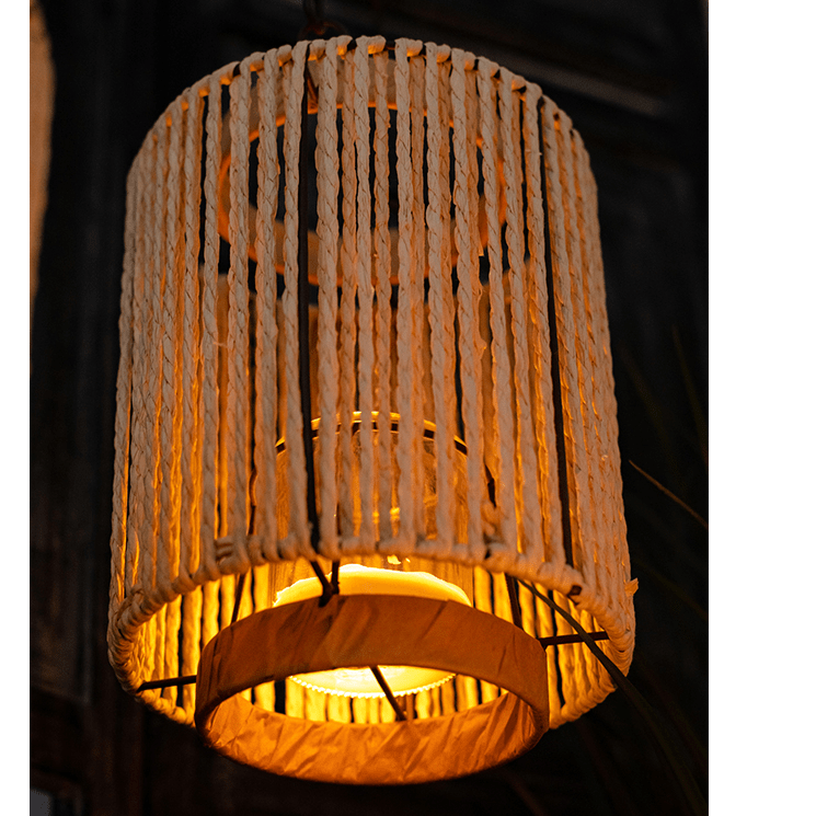 Portable Lantern Candle Holder Rope Paper Lantern - -