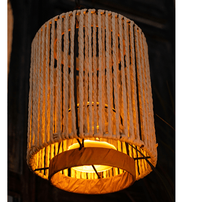 Portable Lantern Candle Holder Rope Paper Lantern - -
