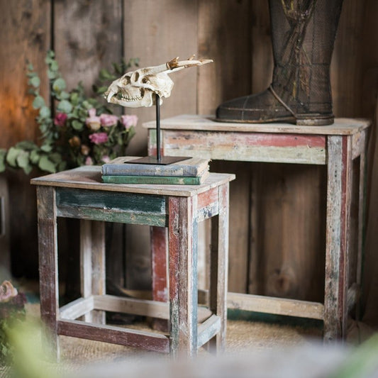 Colorful Solidwood Plant Stand Side Table - Set of 3 - tables