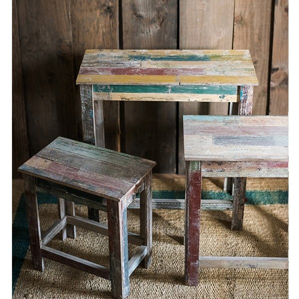 Colorful Solidwood Plant Stand Side Table - -