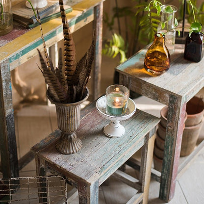 Colorful Solidwood Plant Stand Side Table - -