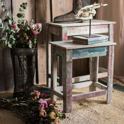 Colorful Solidwood Plant Stand Side Table - -