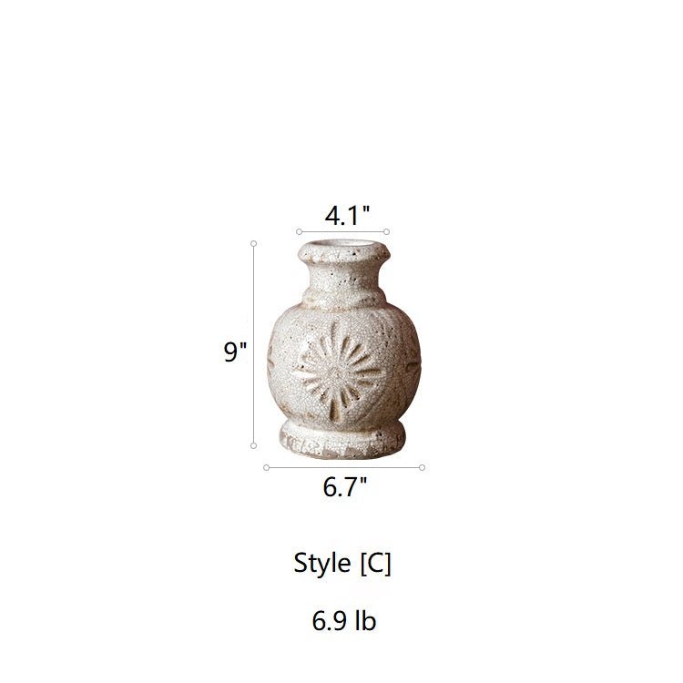 Carved Floral Vase in White - Style [C] -