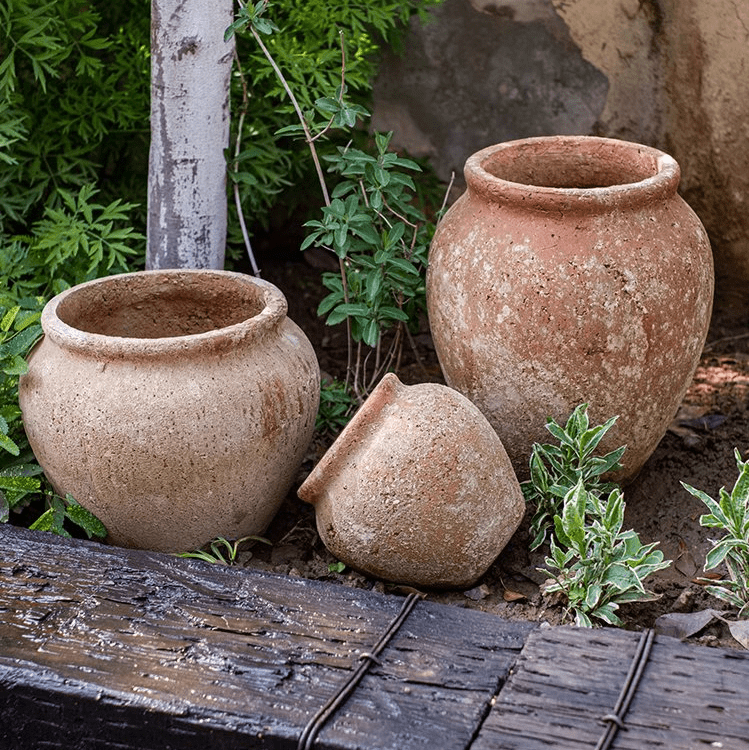 Distressed Cement Plant Pot - -