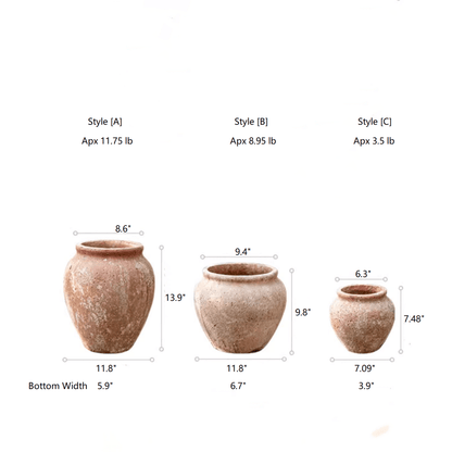 Distressed Cement Plant Pot - Style [C] -