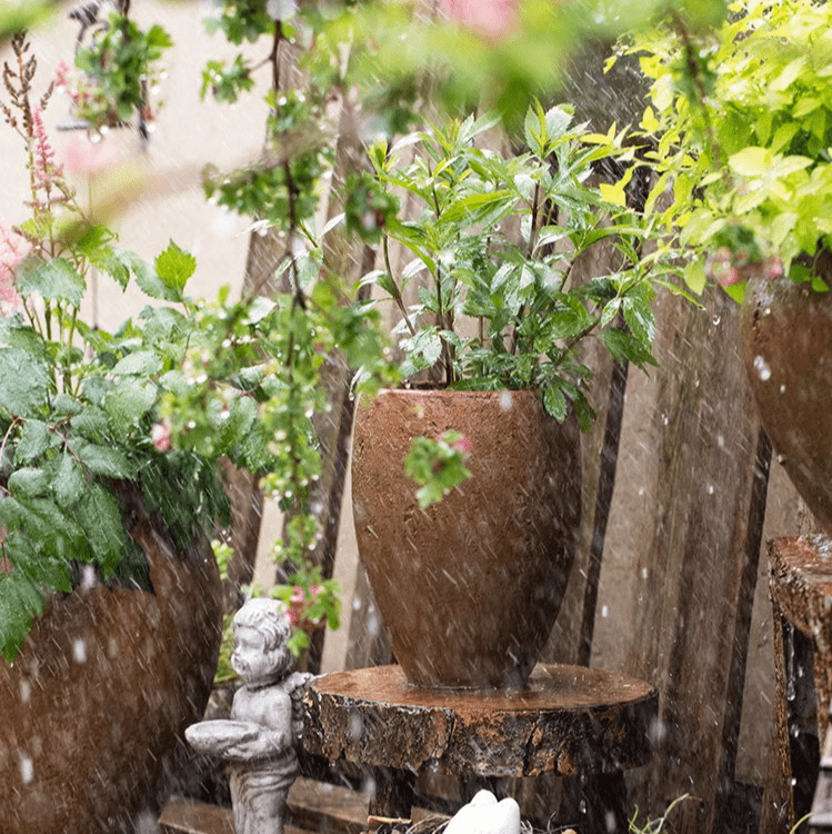 Distressed Cement Plant Pot Tall - -